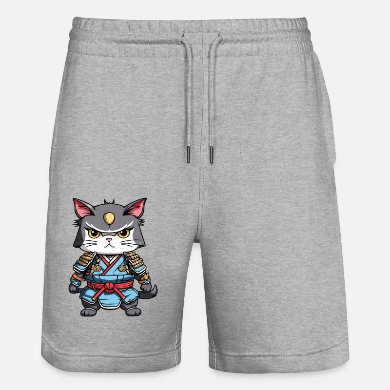 Chat samouraï #14 - Short de jogging bio TRAINER Stanley/Stella unisexe - gris chiné