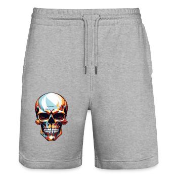 Cool Colourful Skull in Vector Style - Stanley/Stella Trainer Unisex Organic Jogging Shorts - heather grey - Front - Nik (191cm) & Marisol (170cm)