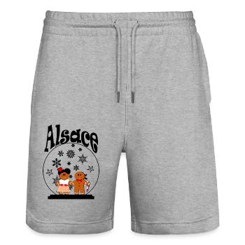 T-Shirt-Accessoire: Elsässer Weihnachtskugel - Stanley/Stella Unisex Bio Joggingshorts Trainer  - Grau meliert - Vorne - Nik (191cm) & Marisol (170cm)