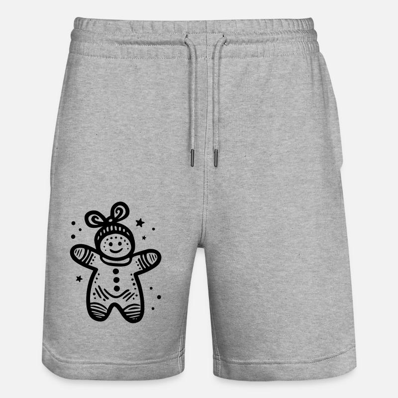 Lebkuchenmännchen - Stanley/Stella Unisex Bio Joggingshorts Trainer  - Grau meliert