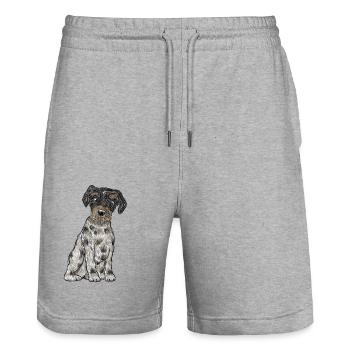Yorkshire Biewer Terrier - Short de jogging bio TRAINER Stanley/Stella unisexe - gris chiné - Devant - Nik (191cm) & Marisol (170cm)