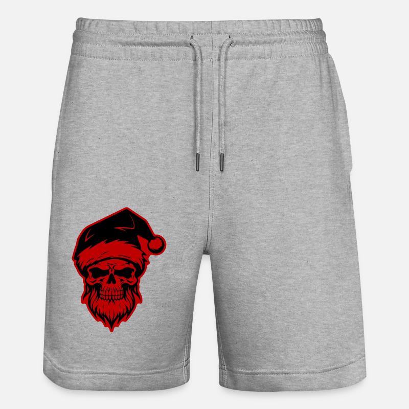 Crâne de Père Noël - Short de jogging bio TRAINER Stanley/Stella unisexe - gris chiné