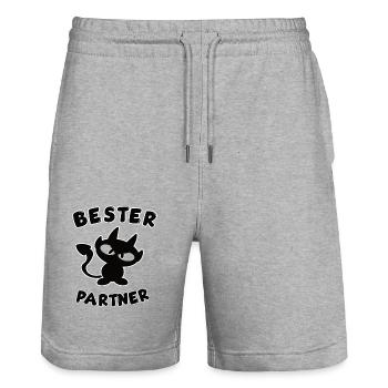 cooles bester Partner Design - Stanley/Stella Unisex Bio Joggingshorts Trainer  - Grau meliert - Vorne - Nik (191cm) & Marisol (170cm)