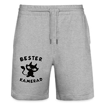 Cool Best Mate Design - Short de jogging bio TRAINER Stanley/Stella unisexe - gris chiné - Devant - Nik (191cm) & Marisol (170cm)