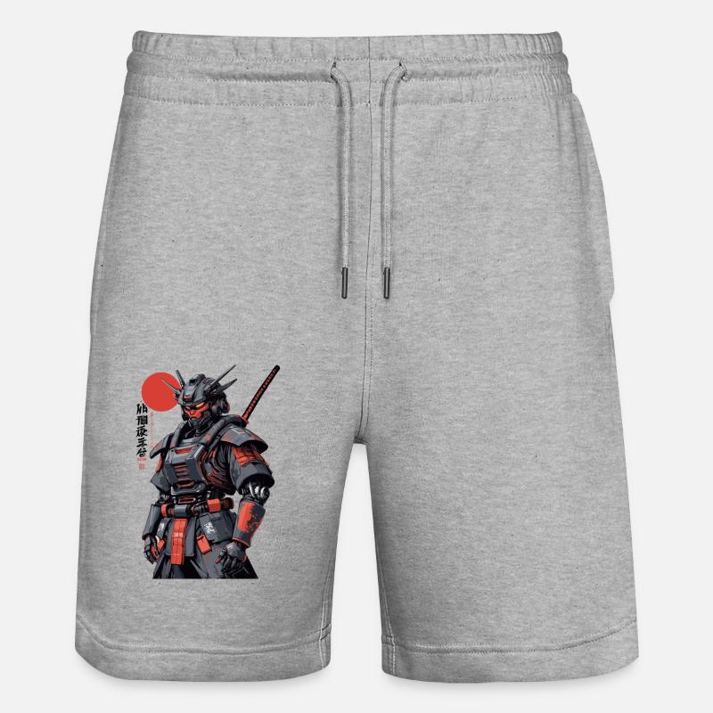 Samurai Robot - Stanley/Stella Trainer Unisex Organic Jogging Shorts - heather grey