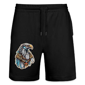 Egypt / Pharaoh / Mummies / Hieroglyphics / Sphinx - Stanley/Stella Trainer Unisex Organic Jogging Shorts - black - Front - Nik (191cm) & Marisol (170cm)