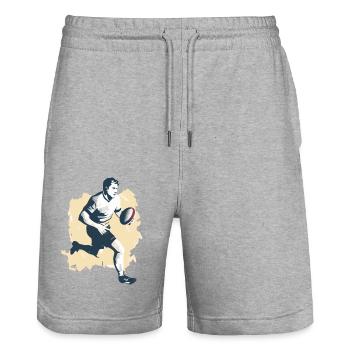 Hervé le rugbyman - Short de jogging bio TRAINER Stanley/Stella unisexe - gris chiné - Devant - Nik (191cm) & Marisol (170cm)