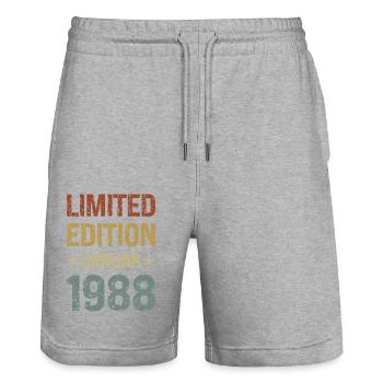 Limited Edition Birthday Party Vintage 1988 - Stanley/Stella Trainer Unisex Organic Jogging Shorts - heather grey - Front - Nik (191cm) & Marisol (170cm)