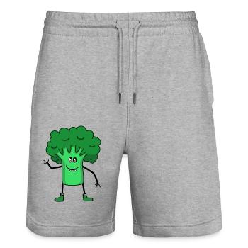 Broccoli Vegetables Garden Kitchen Dining Vegetarian - Stanley/Stella Trainer Unisex Organic Jogging Shorts - heather grey - Front - Nik (191cm) & Marisol (170cm)