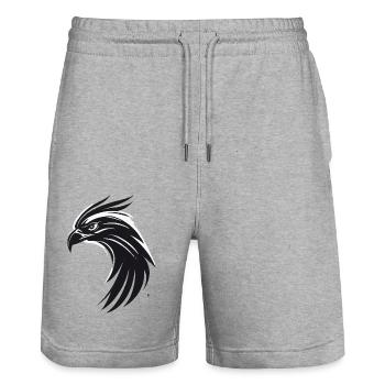 Eagle Bird of Prey Head - Stanley/Stella Trainer Unisex Organic Jogging Shorts - heather grey - Front - Nik (191cm) & Marisol (170cm)