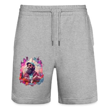 Wandern in den Bergen - Stanley/Stella Unisex Bio Joggingshorts Trainer  - Grau meliert - Vorne - Nik (191cm) & Marisol (170cm)