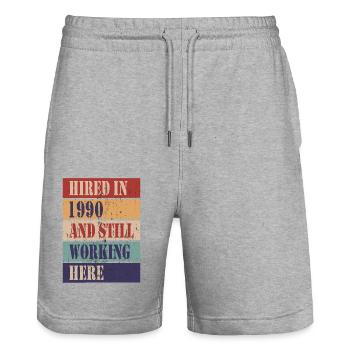 Hired in 1990 and still working here - Stanley/Stella Trainer Unisex Organic Jogging Shorts - heather grey - Front - Nik (191cm) & Marisol (170cm)