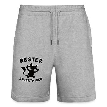 cooles bester Entertainer Design mit Teufelchen - Stanley/Stella Unisex Bio Joggingshorts Trainer  - Grau meliert - Vorne - Nik (191cm) & Marisol (170cm)