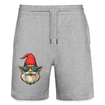 Funny garden gnome with sunglasses - Stanley/Stella Trainer Unisex Organic Jogging Shorts - heather grey - Front - Nik (191cm) & Marisol (170cm)