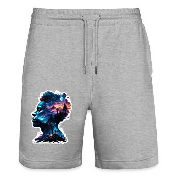 Silhouette / Wald / Porträt / Bäume / Person - Stanley/Stella Unisex Bio Joggingshorts Trainer  - Grau meliert - Vorne - Nik (191cm) & Marisol (170cm)
