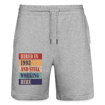 Hired in 1993 and still working here - Stanley/Stella Trainer Unisex Organic Jogging Shorts - heather grey - Front - Nik (191cm) & Marisol (170cm)
