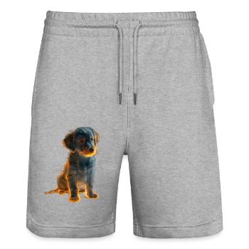 Cute Puppy with Glowing Lines V3 - Stanley/Stella Unisex Bio Joggingshorts Trainer  - Grau meliert - Vorne - Nik (191cm) & Marisol (170cm)