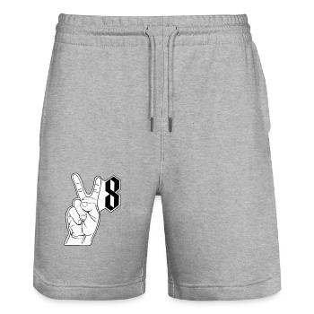V Huit - Short de jogging bio TRAINER Stanley/Stella unisexe - gris chiné - Devant - Nik (191cm) & Marisol (170cm)