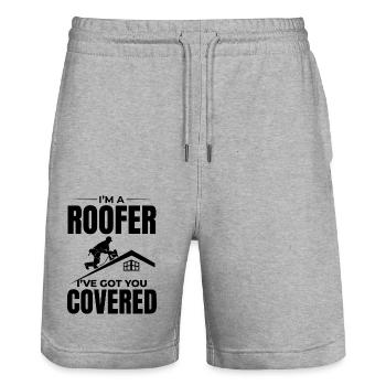 Roofer Roofing Roof Repair Mechanic Contractor - Stanley/Stella Trainer Unisex Organic Jogging Shorts - heather grey - Front - Nik (191cm) & Marisol (170cm)