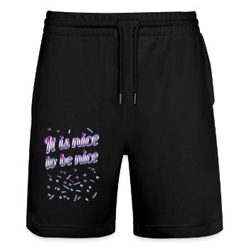 It is nice to be nice - Statement - Stanley/Stella Unisex Bio Joggingshorts Trainer  - Schwarz - Vorne - Nik (191cm) & Marisol (170cm)