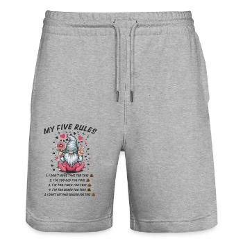 5 Regeln von einem lustigen Gnom - Stanley/Stella Unisex Bio Joggingshorts Trainer  - Grau meliert - Vorne - Nik (191cm) & Marisol (170cm)