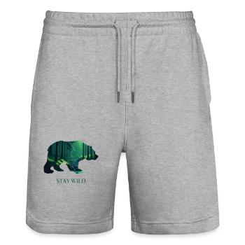 BEAR - STAY WILD - Stanley/Stella Unisex Bio Joggingshorts Trainer  - Grau meliert - Vorne - Nik (191cm) & Marisol (170cm)
