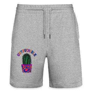 Unantastbarer Kaktus - Stanley/Stella Unisex Bio Joggingshorts Trainer  - Grau meliert - Vorne - Nik (191cm) & Marisol (170cm)