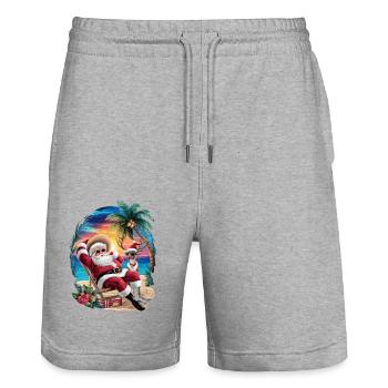 Noël en juillet - Short de jogging bio TRAINER Stanley/Stella unisexe - gris chiné - Devant - Nik (191cm) & Marisol (170cm)