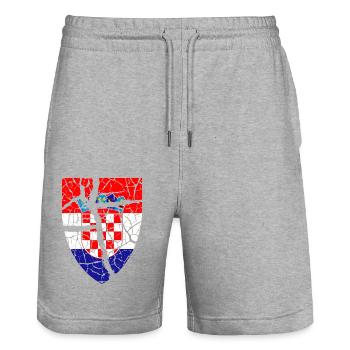 Croatie (Hrvatska) - Short de jogging bio TRAINER Stanley/Stella unisexe - gris chiné - Devant - Nik (191cm) & Marisol (170cm)