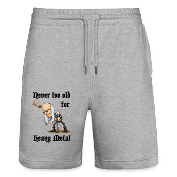 Heavy metal opa - Jamais trop vieux pour le Heavy Metal - Short de jogging bio TRAINER Stanley/Stella unisexe - gris chiné - Devant - Nik (191cm) & Marisol (170cm)