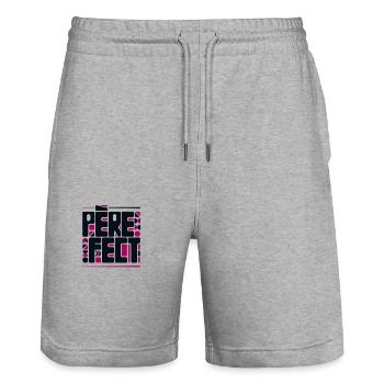 Père Fect, cadeau parfait pour papa, père, mari - Short de jogging bio TRAINER Stanley/Stella unisexe - gris chiné - Devant - Nik (191cm) & Marisol (170cm)