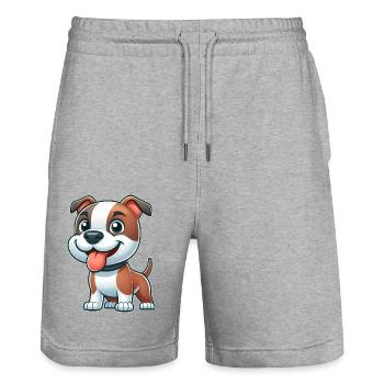 Cute Dog Pitbull American Staffordshire Terrier - Stanley/Stella Trainer Unisex Organic Jogging Shorts - heather grey - Front - Nik (191cm) & Marisol (170cm)