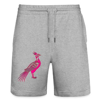 Faisan Oiseau oiseau plume d’oiseau ailes ciel mouche nature art - Short de jogging bio TRAINER Stanley/Stella unisexe - gris chiné - Devant - Nik (191cm) & Marisol (170cm)