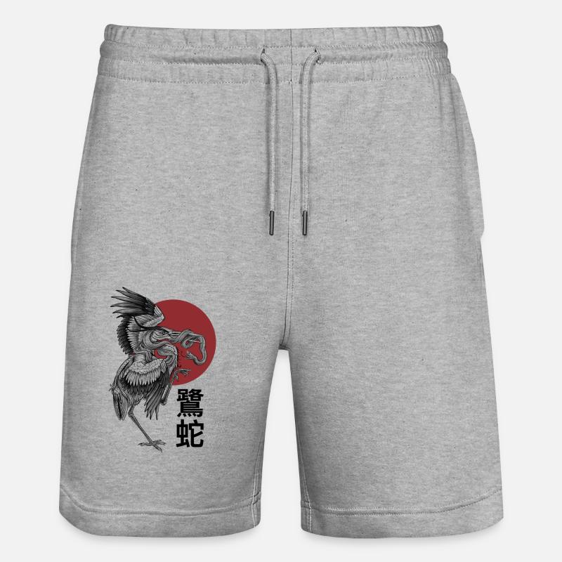Le héron et le serpent - Short de jogging bio TRAINER Stanley/Stella unisexe - gris chiné