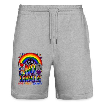 Aucun Labels Design Arc-en-ciel LGBT & Egalité - Short de jogging bio TRAINER Stanley/Stella unisexe - gris chiné - Devant - Nik (191cm) & Marisol (170cm)