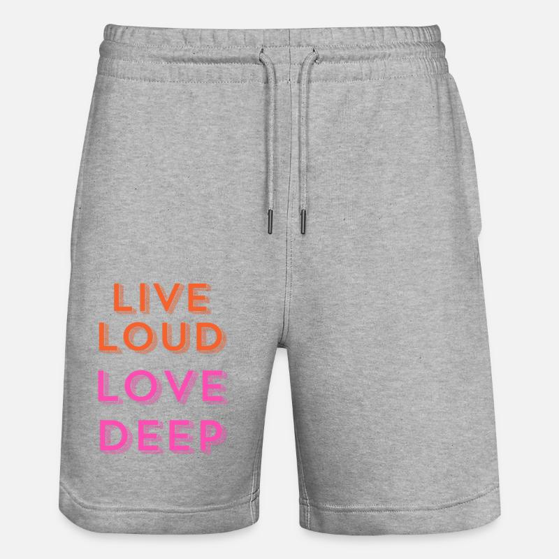 "Live Loud, Love Deep." - Stanley/Stella Unisex Bio Joggingshorts Trainer - Grau meliert