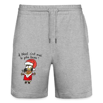 VPC / Jeff die Pommes / Weihnachten / Hübsch - Stanley/Stella Unisex Bio Joggingshorts Trainer  - Grau meliert - Vorne - Nik (191cm) & Marisol (170cm)