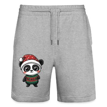 Noël Panda - Short de jogging bio TRAINER Stanley/Stella unisexe - gris chiné - Devant - Nik (191cm) & Marisol (170cm)