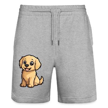 Golden Retriever Hund Comic Niedlich - Stanley/Stella Unisex Bio Joggingshorts Trainer  - Grau meliert - Vorne - Nik (191cm) & Marisol (170cm)