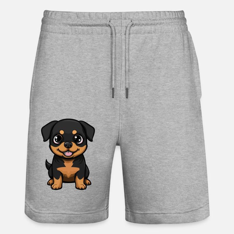Rottweiler chien bande dessinée mignon - Short de jogging bio TRAINER Stanley/Stella unisexe - gris chiné