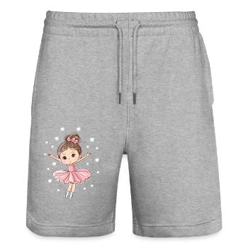 Ballerine avec étoiles - Short de jogging bio TRAINER Stanley/Stella unisexe - gris chiné - Devant - Nik (191cm) & Marisol (170cm)