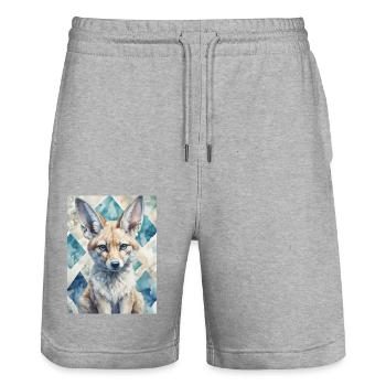 Colorful Elephant - Stanley/Stella Trainer Unisex Organic Jogging Shorts - heather grey - Front - Nik (191cm) & Marisol (170cm)