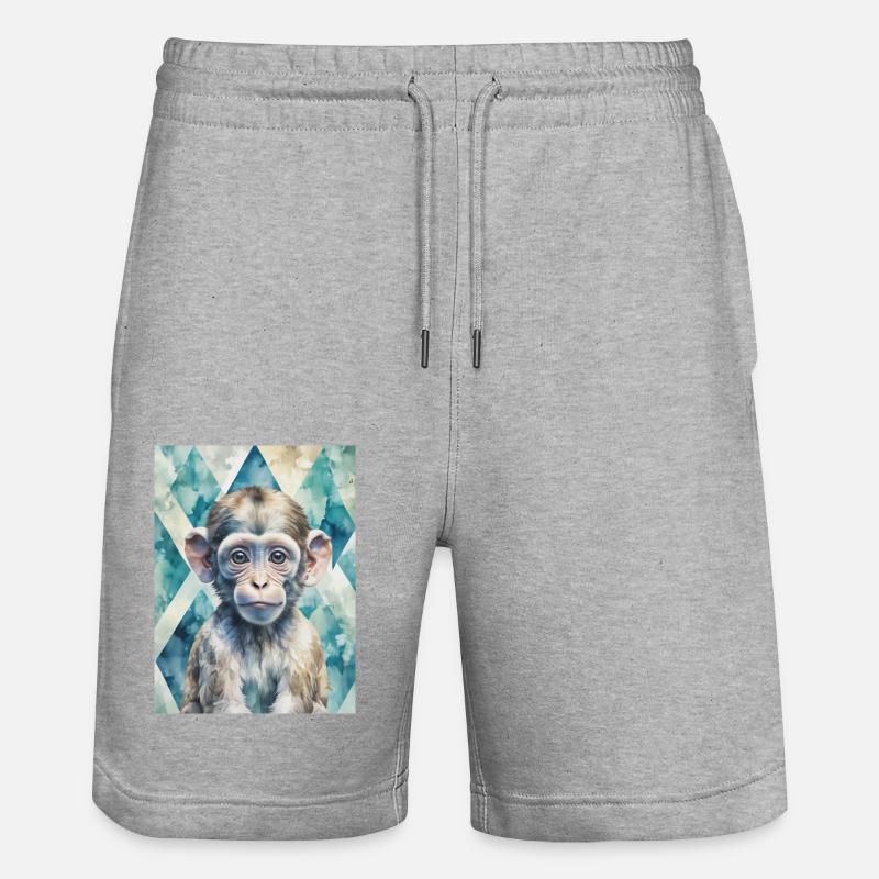 Bébé singe curieux - Short de jogging bio TRAINER Stanley/Stella unisexe - gris chiné