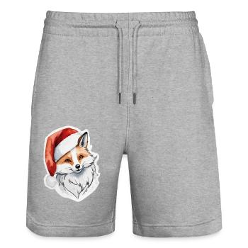 Fox Christmas Watercolors - Stanley/Stella Trainer Unisex Organic Jogging Shorts - heather grey - Front - Nik (191cm) & Marisol (170cm)