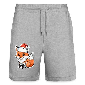 Fox Christmas Watercolors - Stanley/Stella Trainer Unisex Organic Jogging Shorts - heather grey - Front - Nik (191cm) & Marisol (170cm)