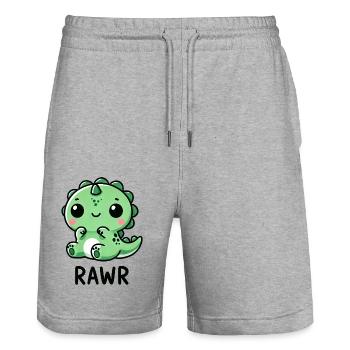 Mignon Dino T-Rex Chibi Roar Dessin animé - Short de jogging bio TRAINER Stanley/Stella unisexe - gris chiné - Devant - Nik (191cm) & Marisol (170cm)