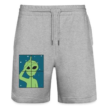 Alien - Stanley/Stella Unisex Bio Joggingshorts Trainer  - Grau meliert - Vorne - Nik (191cm) & Marisol (170cm)