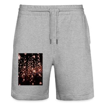 NIGHT LIGHTS - Stanley/Stella Trainer Unisex Organic Jogging Shorts - heather grey - Front - Nik (191cm) & Marisol (170cm)