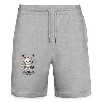 Perfect for Cat Lovers: Cute and Whimsical Design - Stanley/Stella Trainer Unisex Organic Jogging Shorts - heather grey - Front - Nik (191cm) & Marisol (170cm)