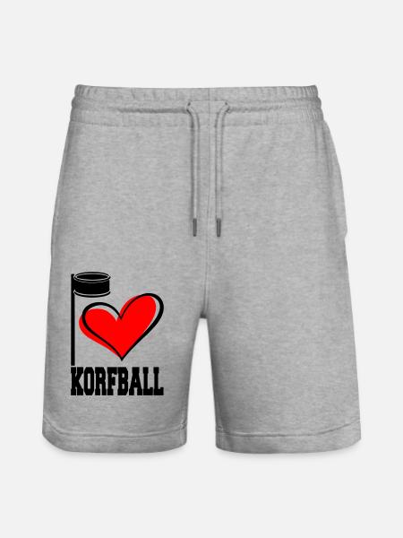 I LOVE KORFBALL - Stanley/Stella Trainer Unisex Organic Jogging Shorts - heather grey